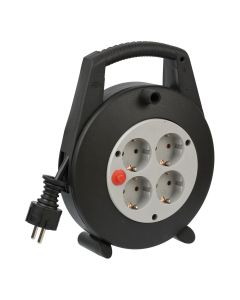Gummi-Kabeltrommel – 4 Steckdosen, 25m, 1,5mm2 SCHUKO