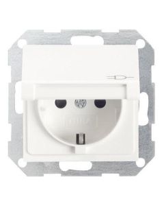 Gira SCHUKO-Steckdose Klappdeckel/Shutter, System 55, Reinweiß glänzend