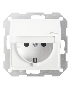GIRA 041427 SCHUKO-Steckdose mit Klappdeckel | System 55 | reinweiß seidenmatt