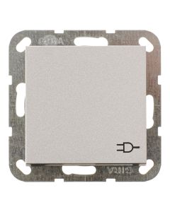 Steckdose m. Deckel aluminium E2
