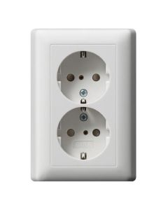 Gira SCHUKO-Doppelsteckdose 16 A 250 V~ mit Shutter, Vollplatte, Unterputz, Reinweiß seidenmatt