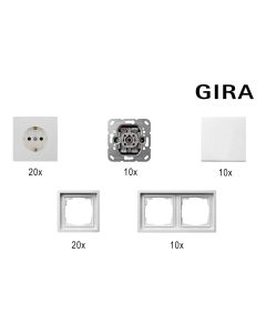 GIRA Fläche Schalter-Steckdosen-Set, Reinweiß glänzend, 70-teilig