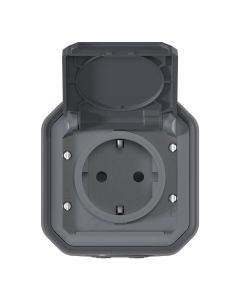 Plexo New Feuchtraum-Aufputz Schutzkontakt-Steckdose Symbol Fahrrad Steckklemmen (SL) erhöhter Berüh