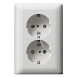 Gira SCHUKO-Doppelsteckdose 16 A 250 V~ mit Shutter, Vollplatte, Unterputz, Reinweiß seidenmatt